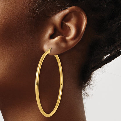 14k Yellow Gold Polished 3mm Polished Hoop Earrings