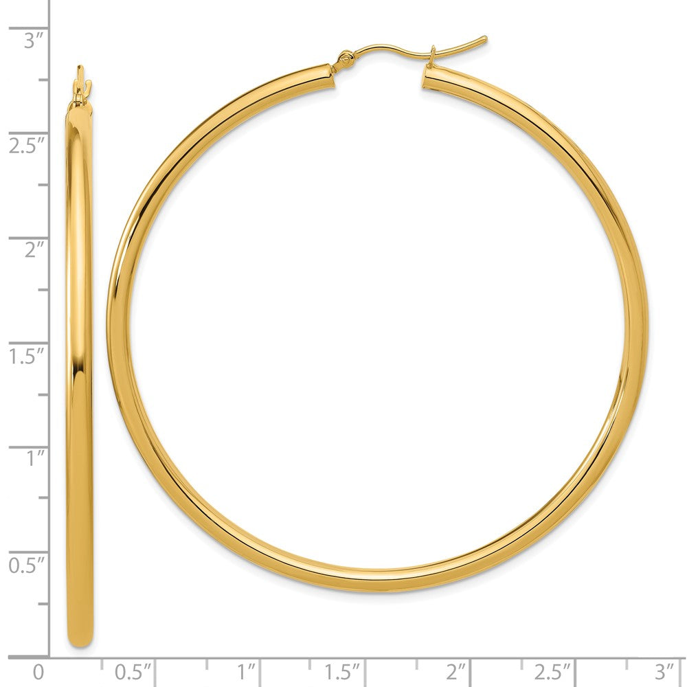 14k Yellow Gold Polished 3mm Polished Hoop Earrings
