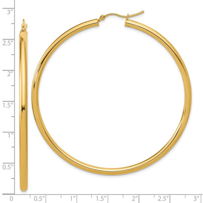 14k Yellow Gold Polished 3mm Polished Hoop Earrings