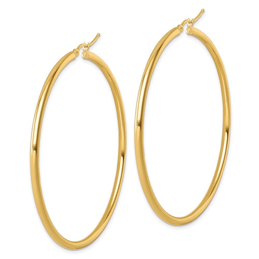14k Yellow Gold Polished 2.5mm Polished Hoop Earrings