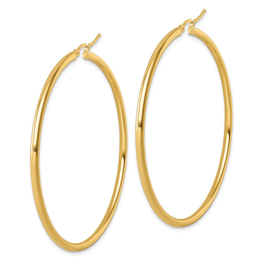 14k Yellow Gold Polished 2.5mm Polished Hoop Earrings