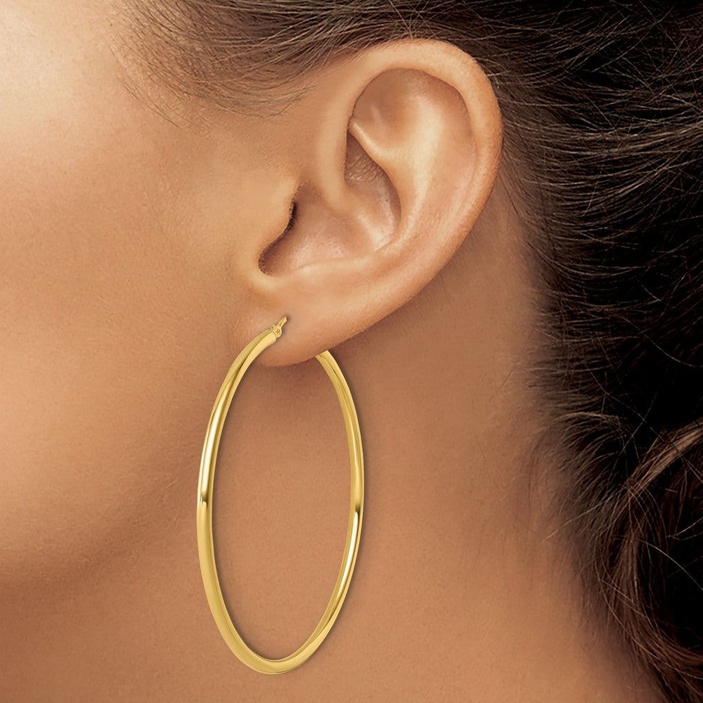 14k Yellow Gold Polished 2.5mm Polished Hoop Earrings