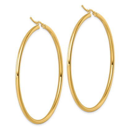14k Yellow Gold Polished 2.5mm Polished Hoop Earrings
