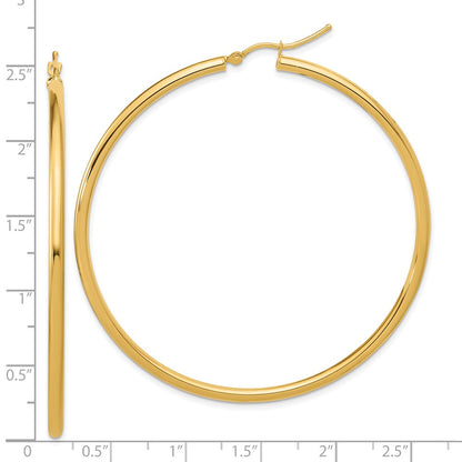 14k Yellow Gold Polished 2.5mm Polished Hoop Earrings