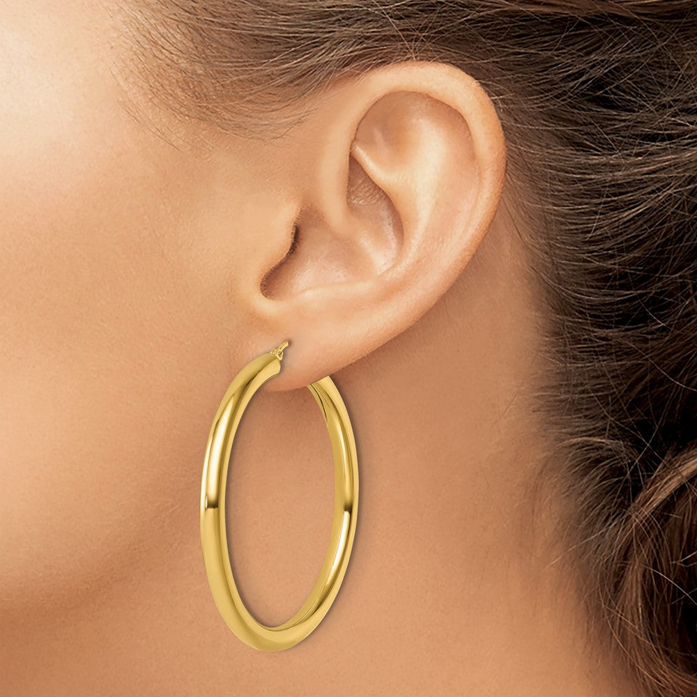 14k Yellow Gold Polished 4mm Polished Hoop Earrings