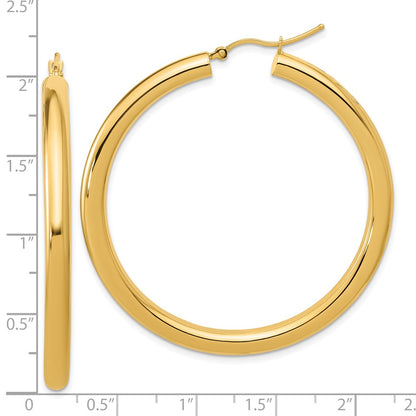 14k Yellow Gold Polished 4mm Polished Hoop Earrings