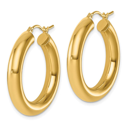14k Yellow Gold Polished 5mm Polished Hoop Earrings