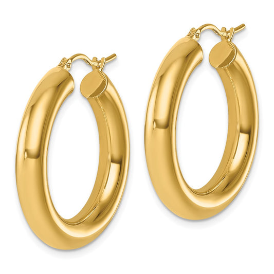 14k Yellow Gold Polished 5mm Polished Hoop Earrings