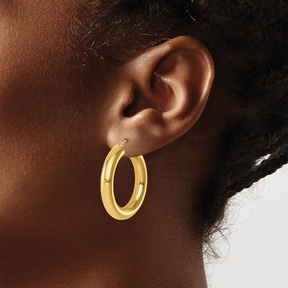 14k Yellow Gold Polished 5mm Polished Hoop Earrings