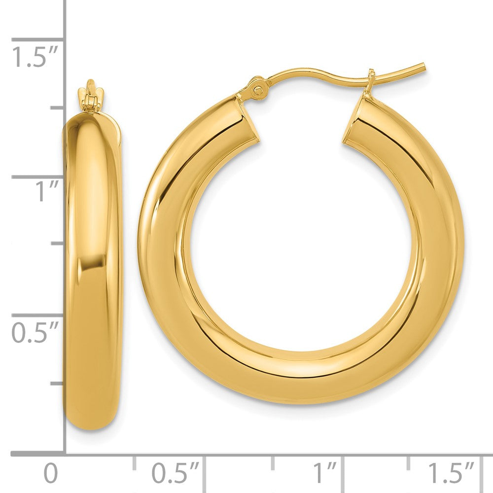 14k Yellow Gold Polished 5mm Polished Hoop Earrings