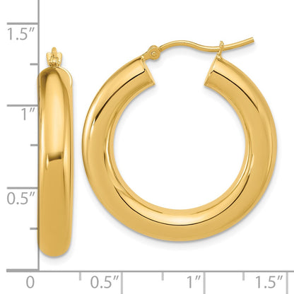 14k Yellow Gold Polished 5mm Polished Hoop Earrings