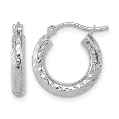 14k Gold Diamond-cut 3mm Round Hoop Earrings L-16 mm, W-16 mm