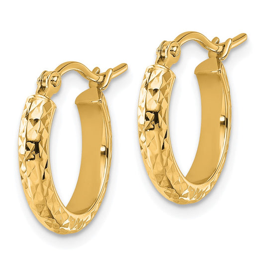 14k Yellow Gold Diamond-cut 2.8x15mm Hollow Hoop Earrings