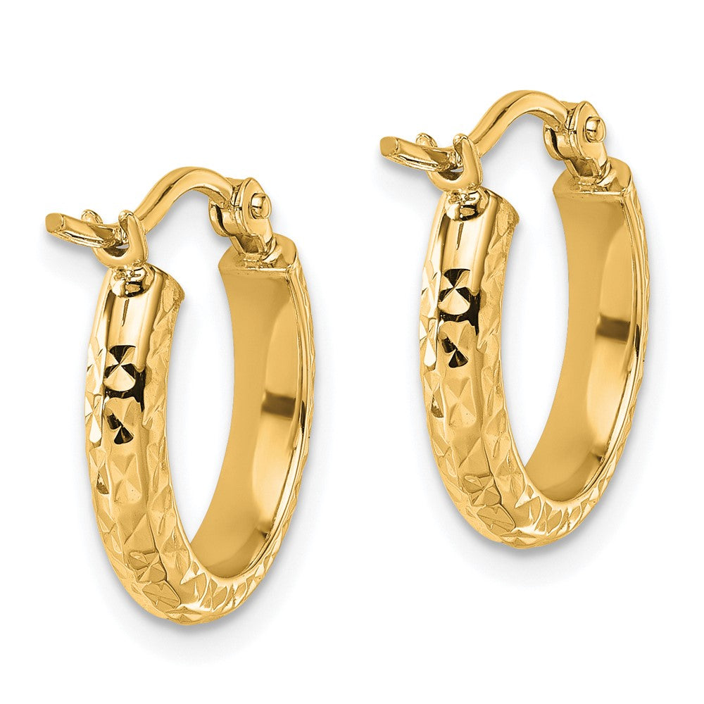 14k Yellow Gold Diamond-cut 2.8x15mm Hollow Hoop Earrings