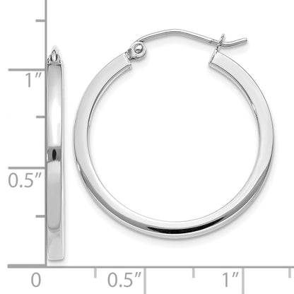 14k White Gold 2mm Square Tube Hoop Earrings