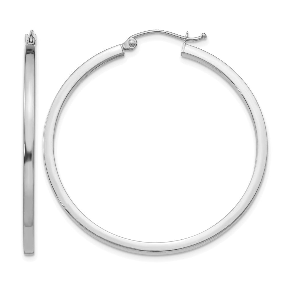 14k Gold 2mm Square Tube Hoop Earrings L-40 mm, W-40 mm