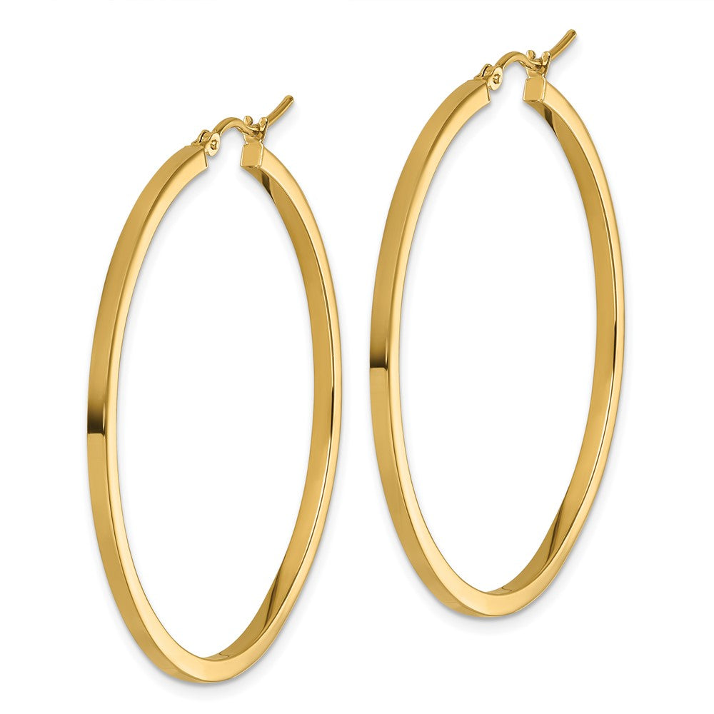 14k Yellow Gold 2mm Square Tube Hoop Earrings