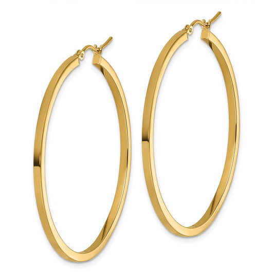 14k Yellow Gold 2mm Square Tube Hoop Earrings