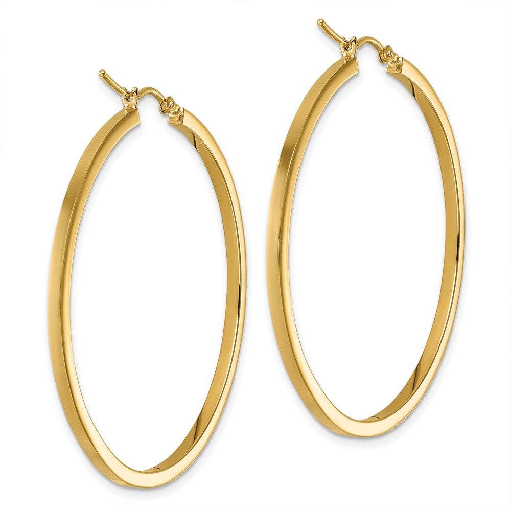 14k Yellow Gold 2mm Square Tube Hoop Earrings