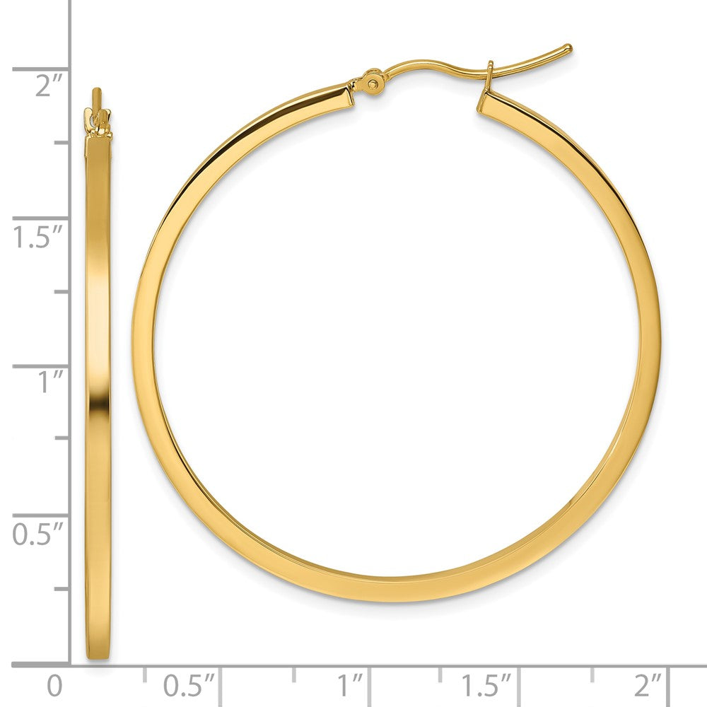 14k Yellow Gold 2mm Square Tube Hoop Earrings