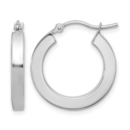 14k Gold 3mm Polished Square Hoop Earrings L-20 mm, W-20 mm