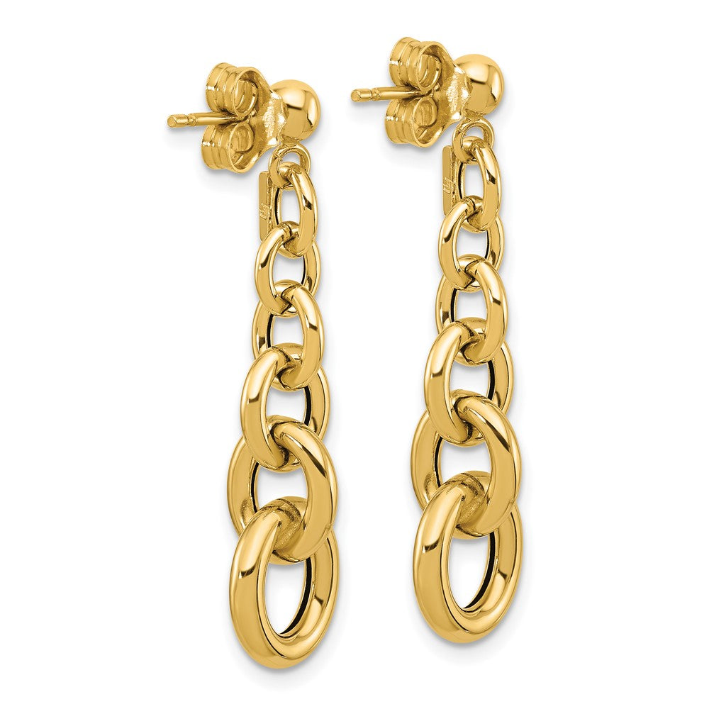 14k Yellow Gold Polished Fancy Circle Link Dangle Earrings