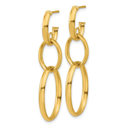 14k Yellow Gold Polished Oval Link Stud Earrings
