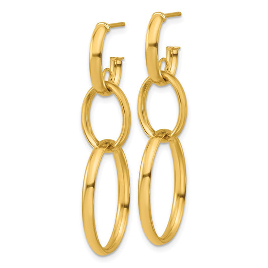 14k Yellow Gold Polished Oval Link Stud Earrings