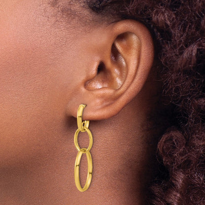 14k Yellow Gold Polished Oval Link Stud Earrings