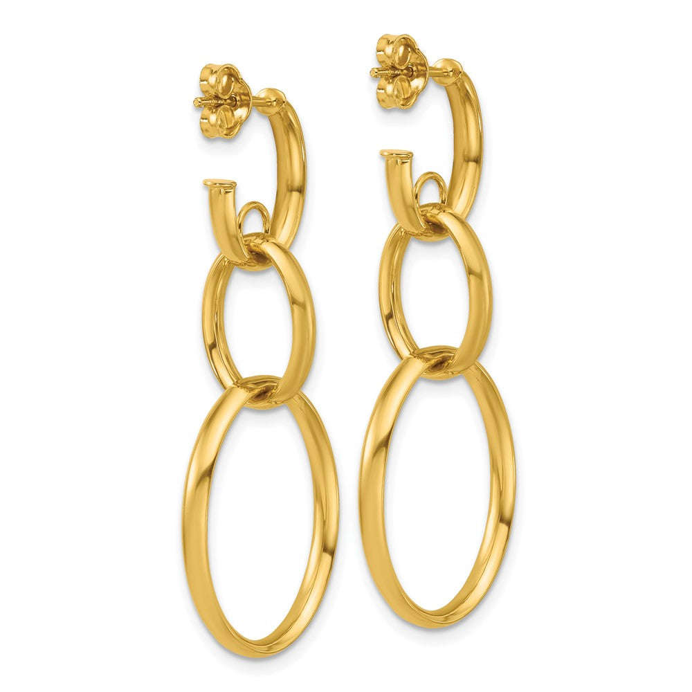 14k Yellow Gold Polished Oval Link Stud Earrings