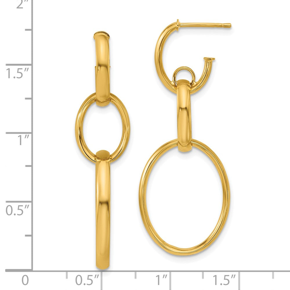 14k Yellow Gold Polished Oval Link Stud Earrings