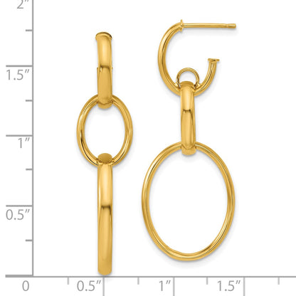 14k Yellow Gold Polished Oval Link Stud Earrings