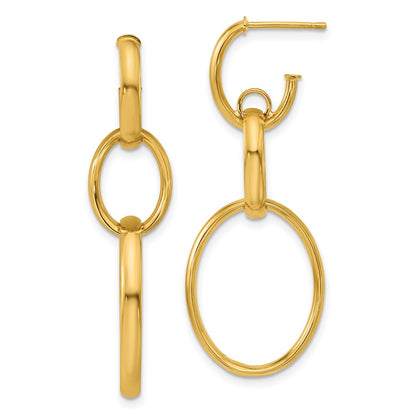 14k Yellow Gold Polished Oval Link Stud Earrings