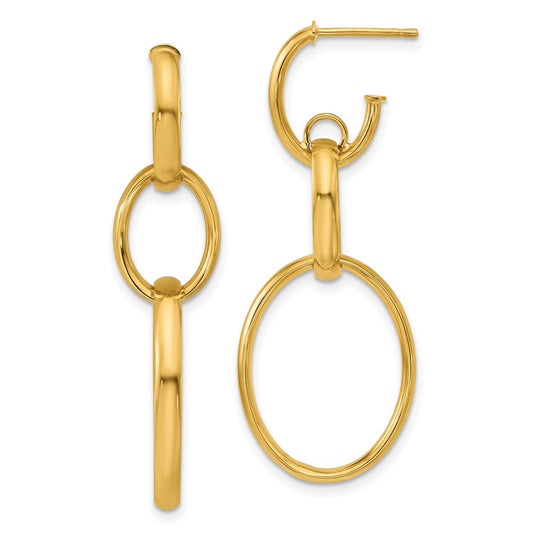 14k Yellow Gold Polished Oval Link Stud Earrings