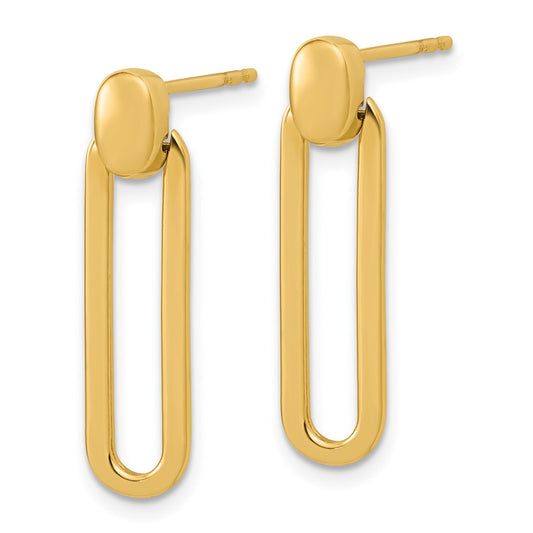14k Yellow Gold Polished Link Dangle Earrings