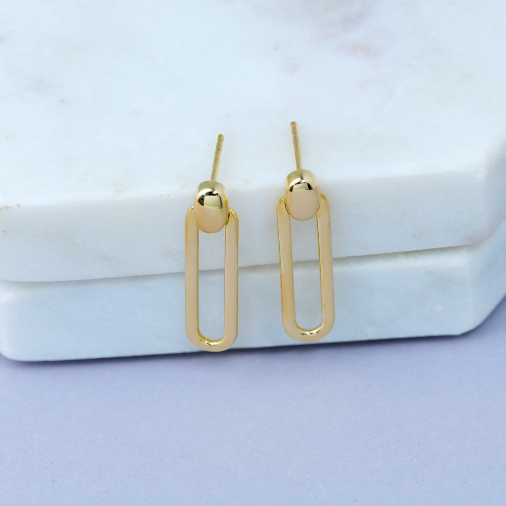 14k Yellow Gold Polished Link Dangle Earrings