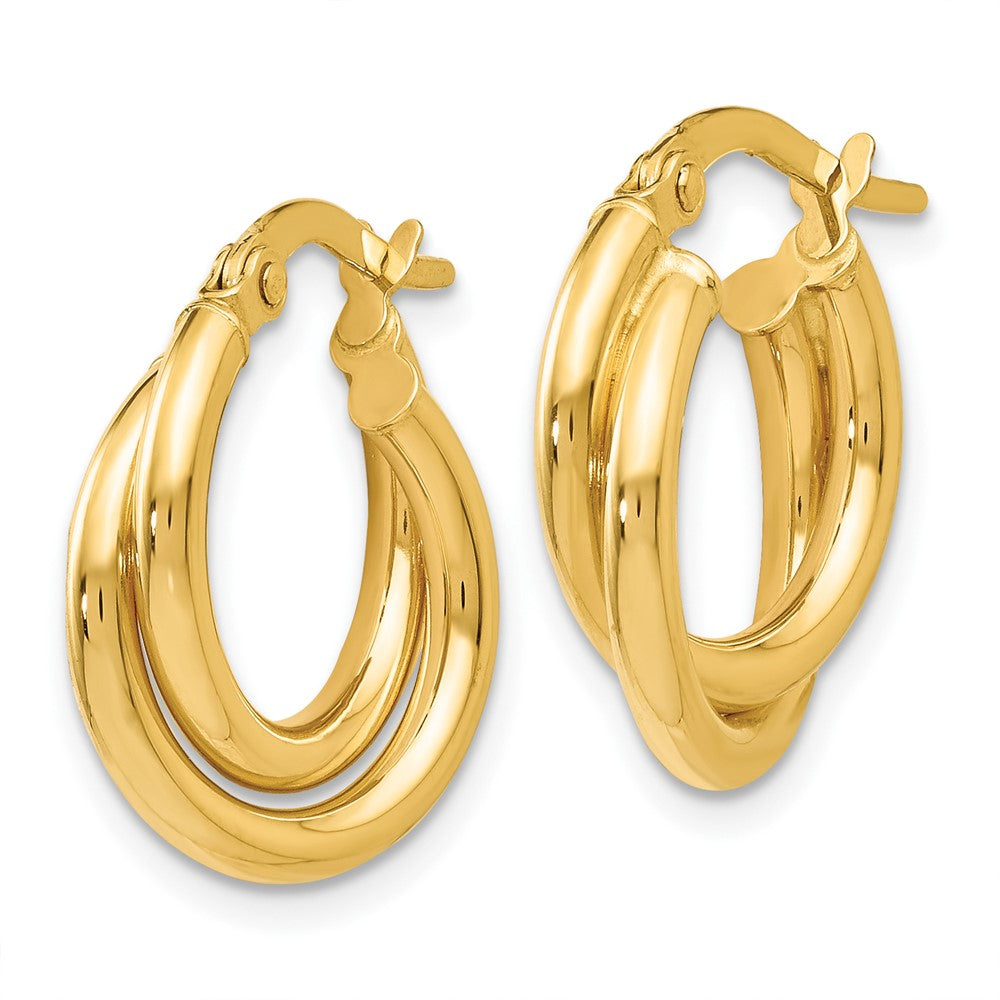 14k Yellow Gold Polished Twisted Double Hoop Earrings