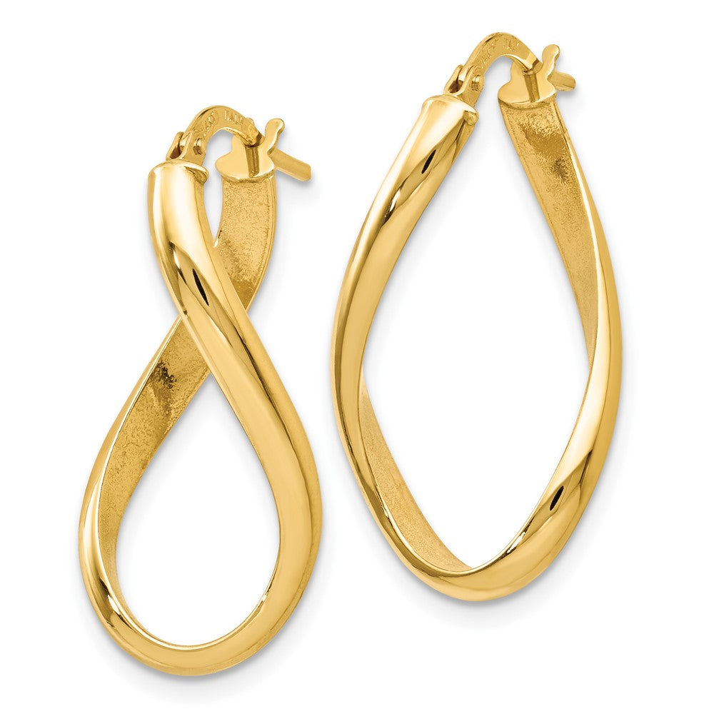 14k Yellow Gold Polished Oval Twisted Hoop Earrings