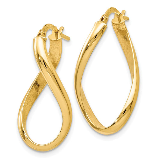 14k Yellow Gold Polished Oval Twisted Hoop Earrings