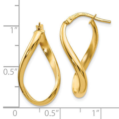 14k Yellow Gold Polished Oval Twisted Hoop Earrings