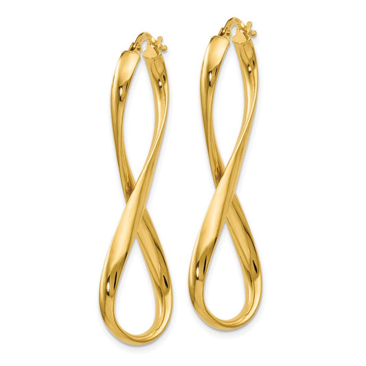 14k Yellow Gold Polished Infinity Hoop Earrings