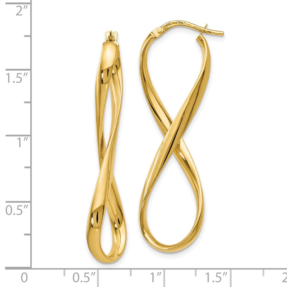 14k Yellow Gold Polished Infinity Hoop Earrings
