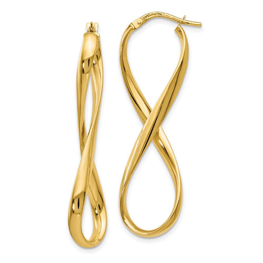 14k Yellow Gold Polished Infinity Hoop Earrings