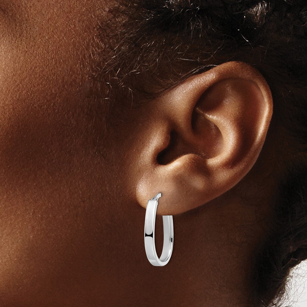 14K White Gold Polished U-Shape Hoop Earrings