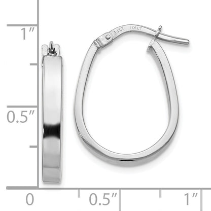 14K White Gold Polished U-Shape Hoop Earrings