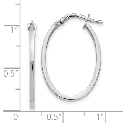 14K White Gold Polished Oval Hoop Earrings
