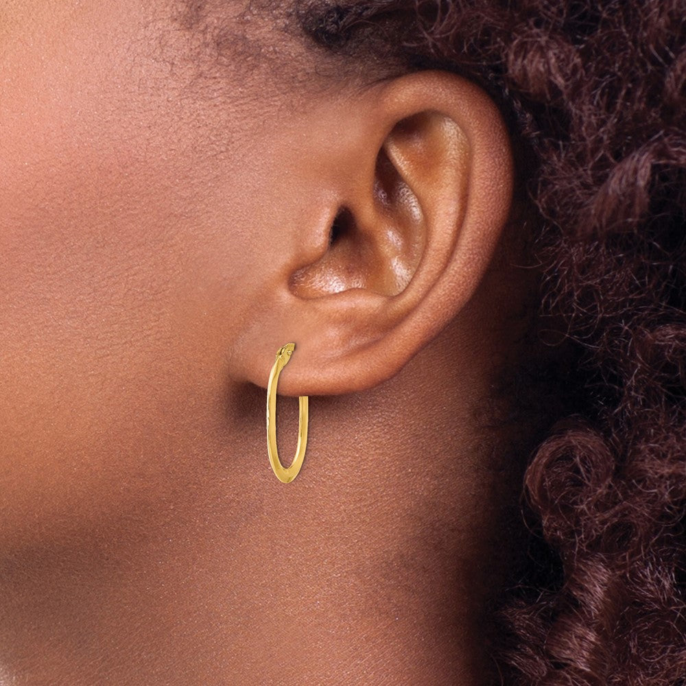 14k Yellow Gold Polished Oval Hinged Hoop Earrings