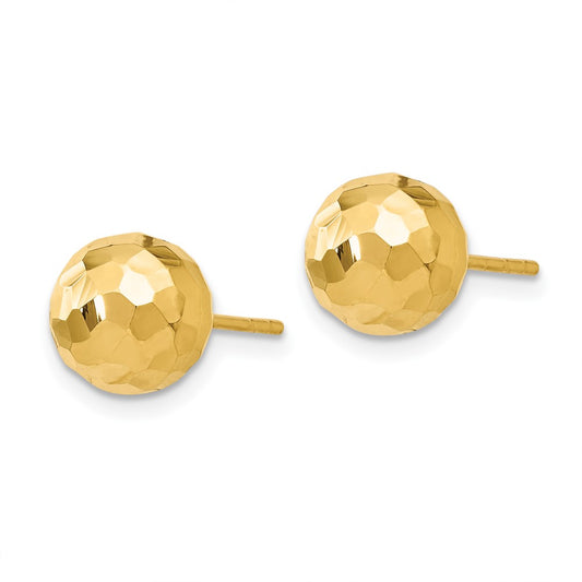 14k Yellow Gold Polished Faceted Stud Earrings