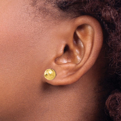 14k Yellow Gold Polished Faceted Stud Earrings