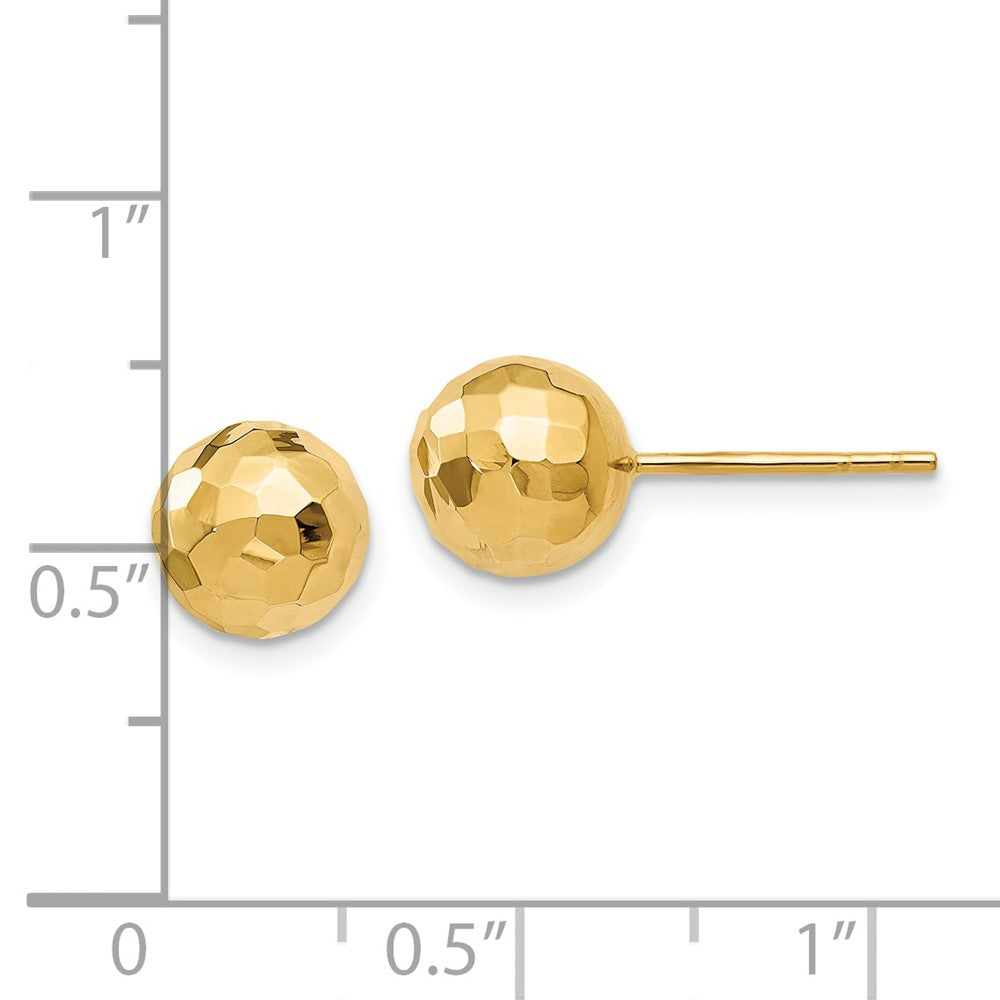 14k Yellow Gold Polished Faceted Stud Earrings